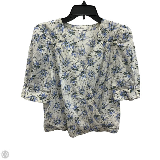 Top Short Sleeve By Heartloom In Blue & White, Size: M
