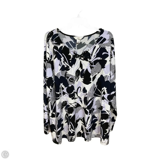 Blouse Long Sleeve By Cj Banks In Blue & Purple, Size: 1x