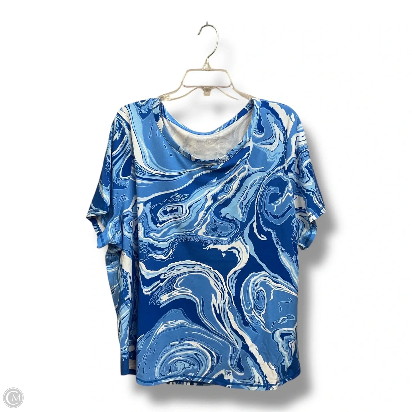 Top Short Sleeve By Talbots In Blue & White, Size: 3x