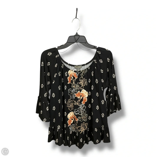 Top 3/4 Sleeve By Style And Company In Black & Orange, Size: S