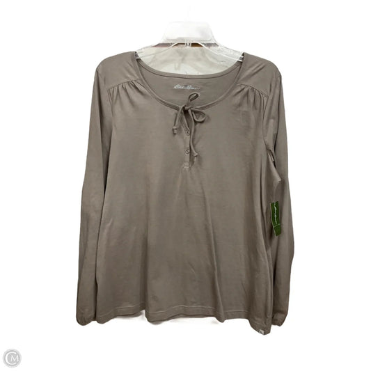Top Long Sleeve Basic By Eddie Bauer In Taupe, Size: Xl