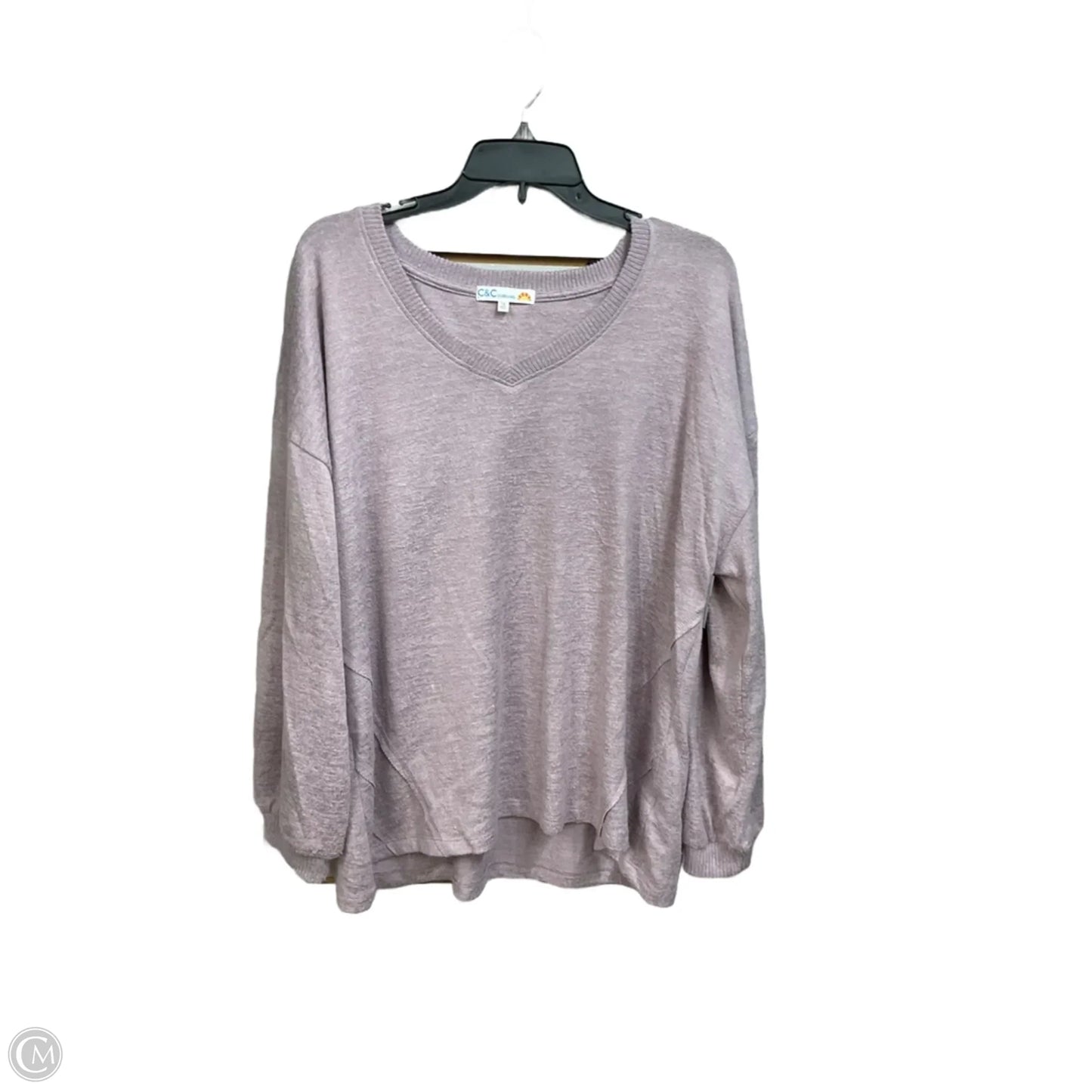 Top Long Sleeve Basic By C And C In Purple, Size: 1x