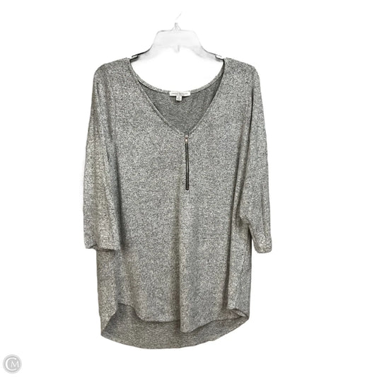 Top 3/4 Sleeve Basic By Green Envelope In Grey, Size: 1x