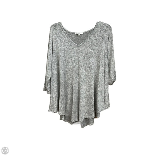 Top 3/4 Sleeve Basic By Green Envelope In Grey, Size: 1x