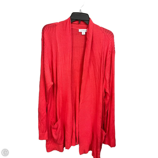 Cardigan By Liz Claiborne In Coral, Size: 2x