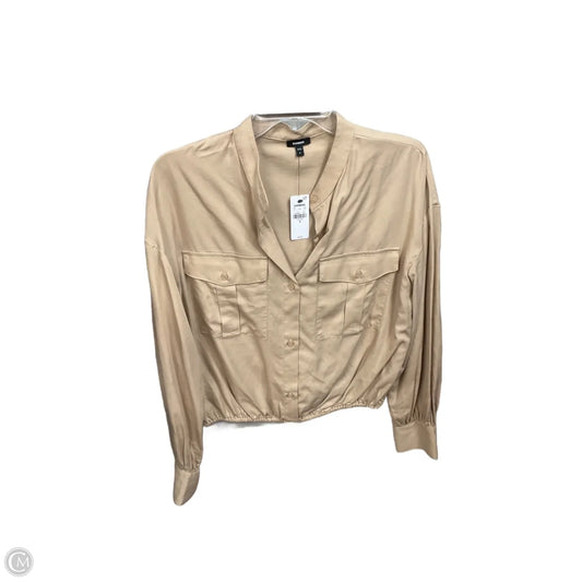 Blouse Long Sleeve By Express In Tan, Size: M