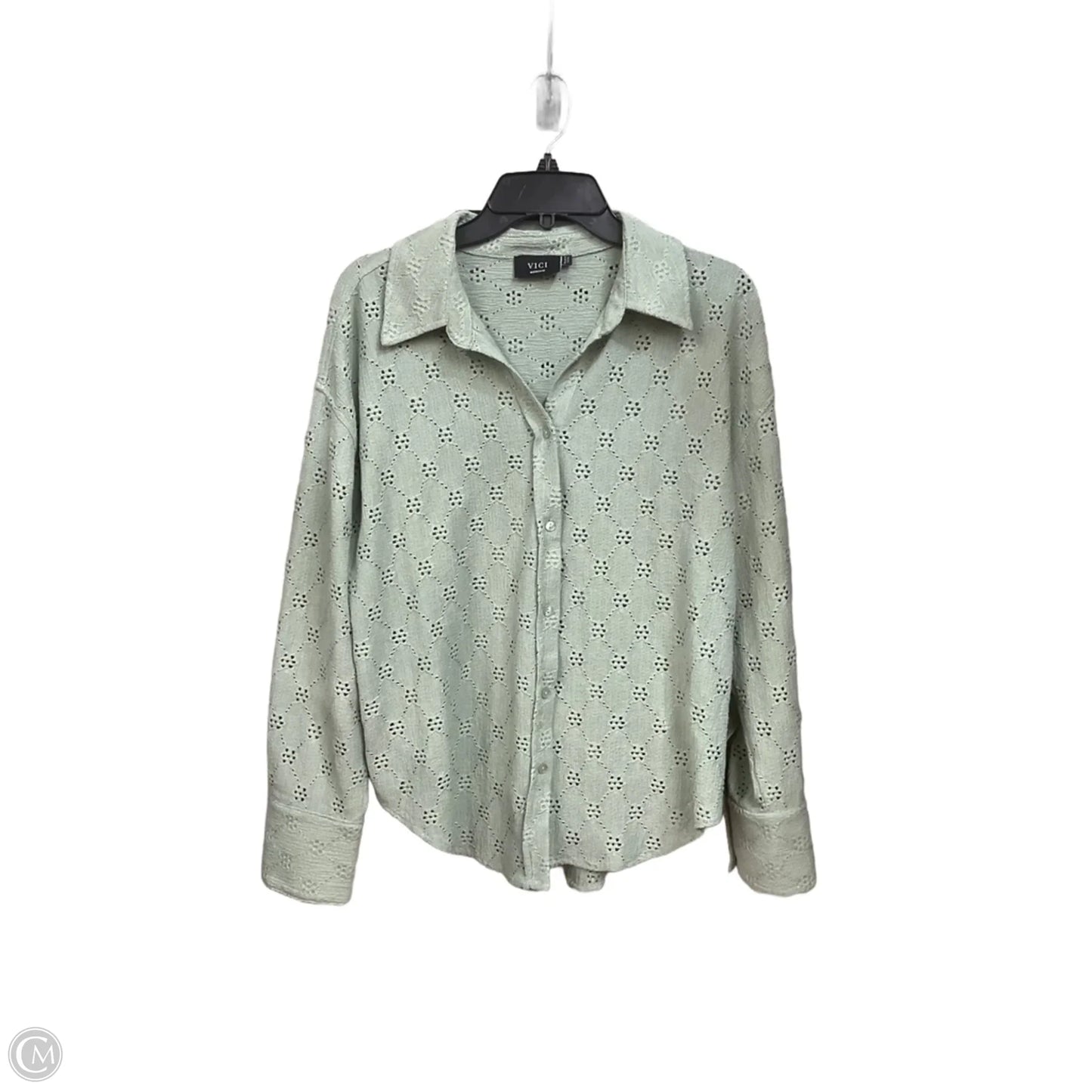 Blouse Long Sleeve By Vici In Green, Size: M