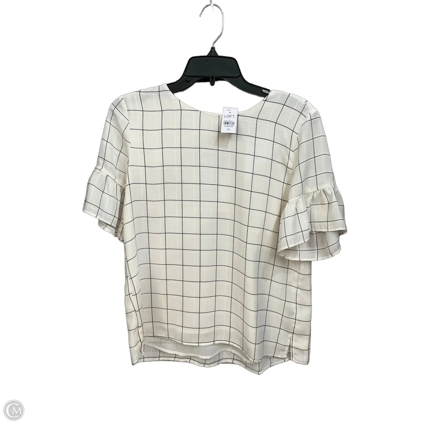 Top Short Sleeve By Loft In Black & Cream, Size: Xs