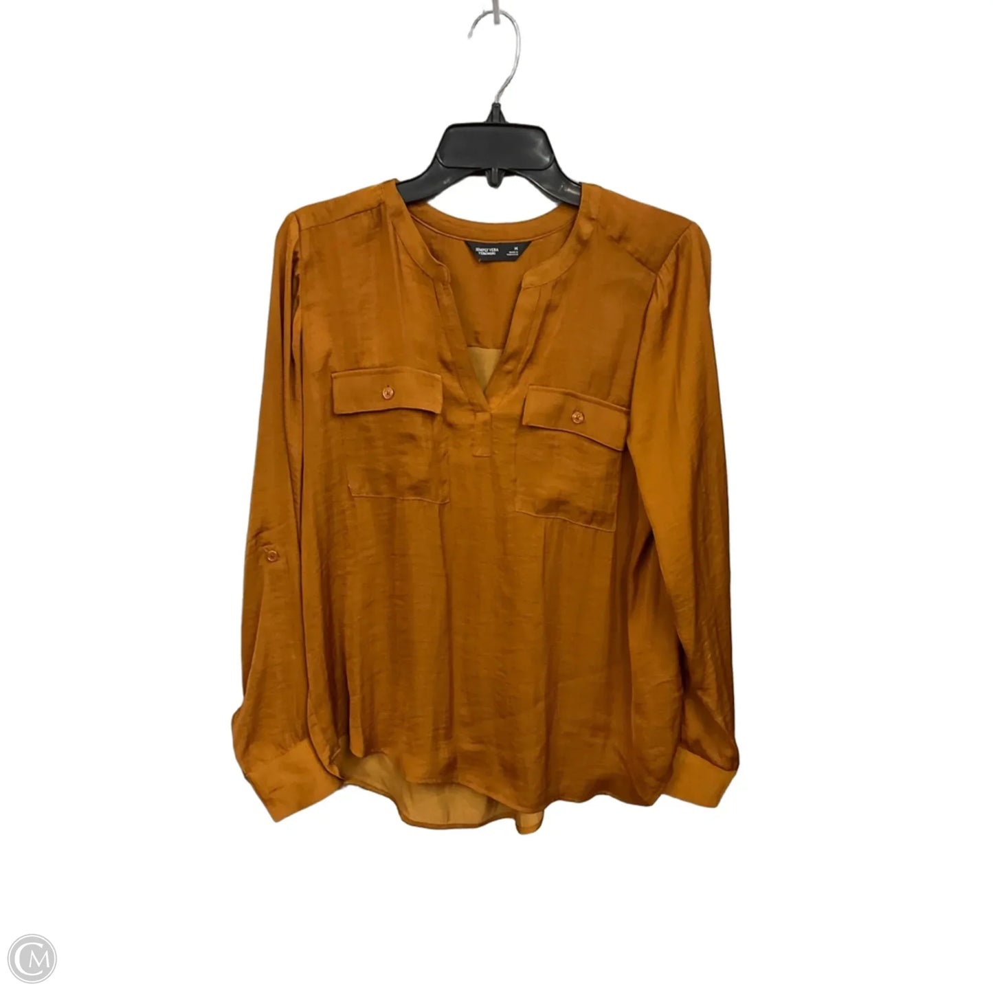 Top Long Sleeve By Simply Vera In Bronze, Size: M