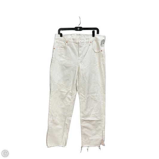 Jeans Straight By Gap In White Denim, Size: 14