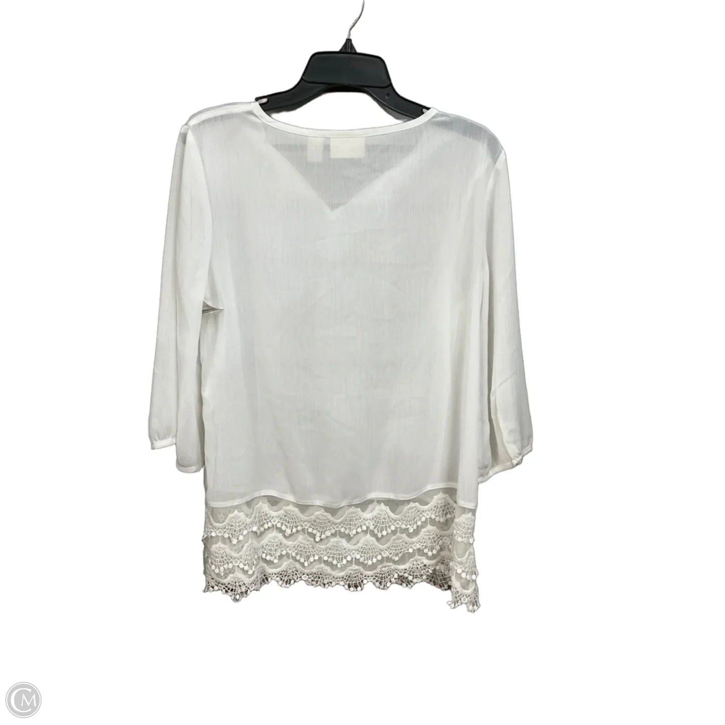 Top 3/4 Sleeve By Chicos In White, Size: M