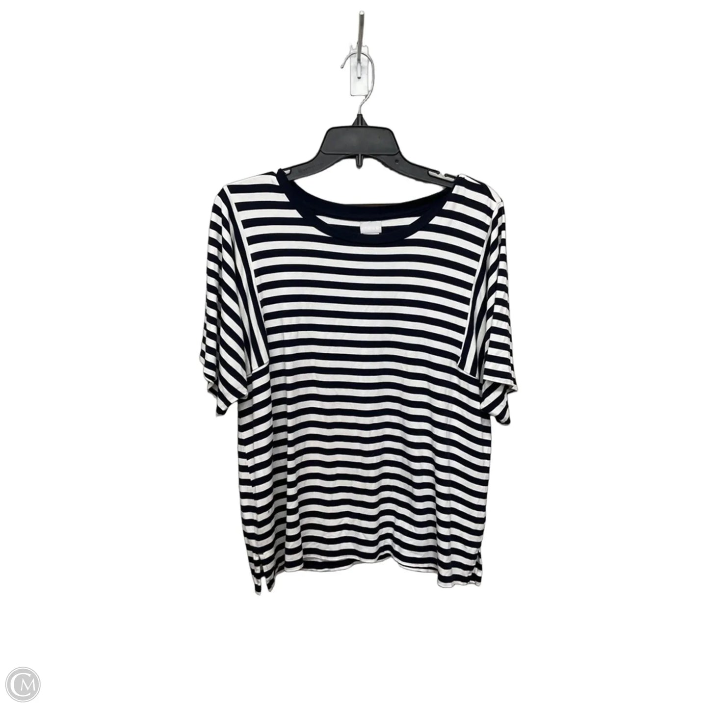 Top Short Sleeve By Chicos In Striped Pattern, Size: L