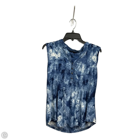 Top Sleeveless By Roz And Ali In Blue & White, Size: L