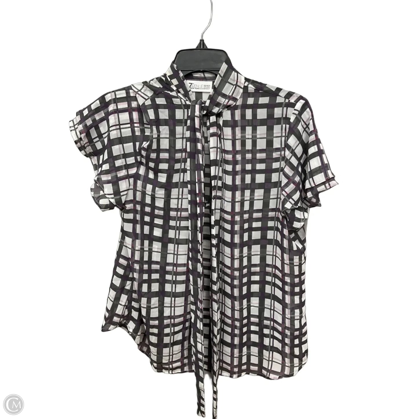 Top Short Sleeve By New York And Co In Plaid Pattern, Size: L