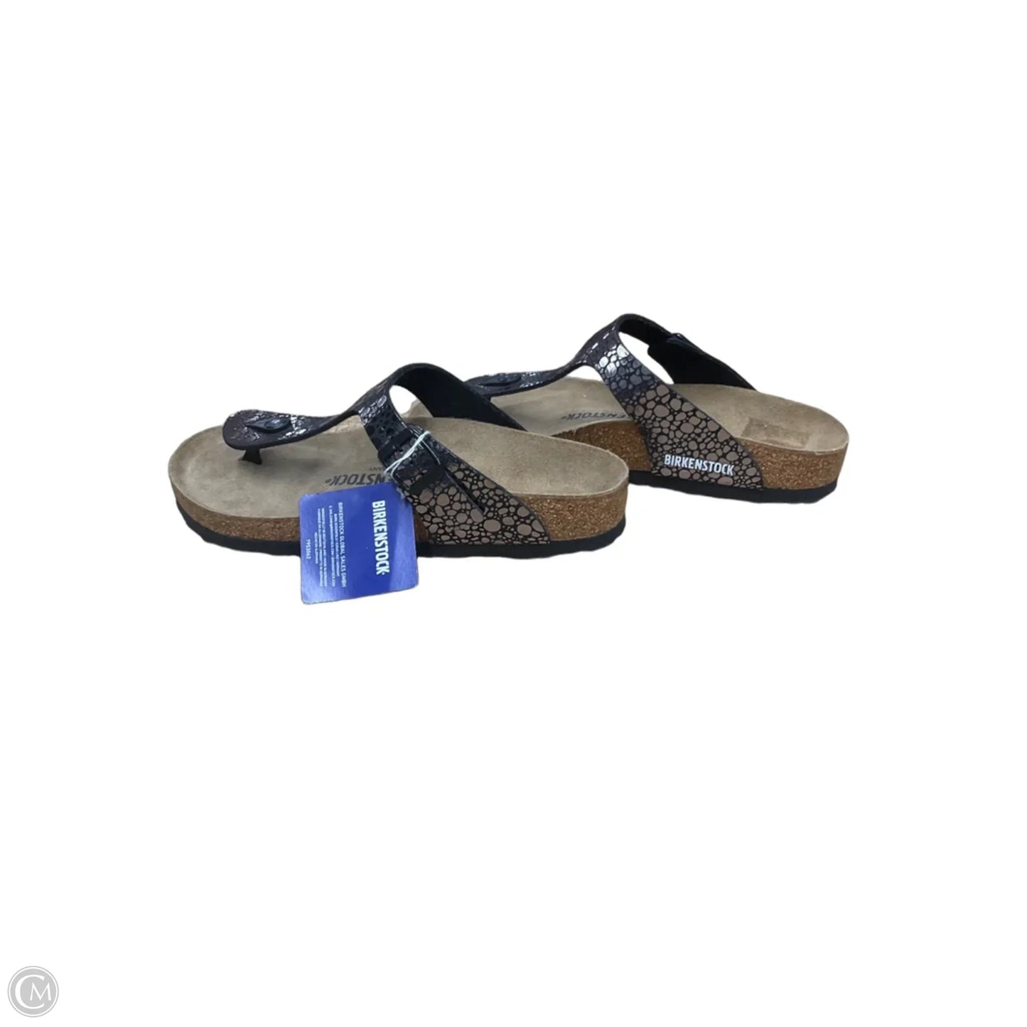 Sandals Flats By Birkenstock In Black & Silver, Size: 9