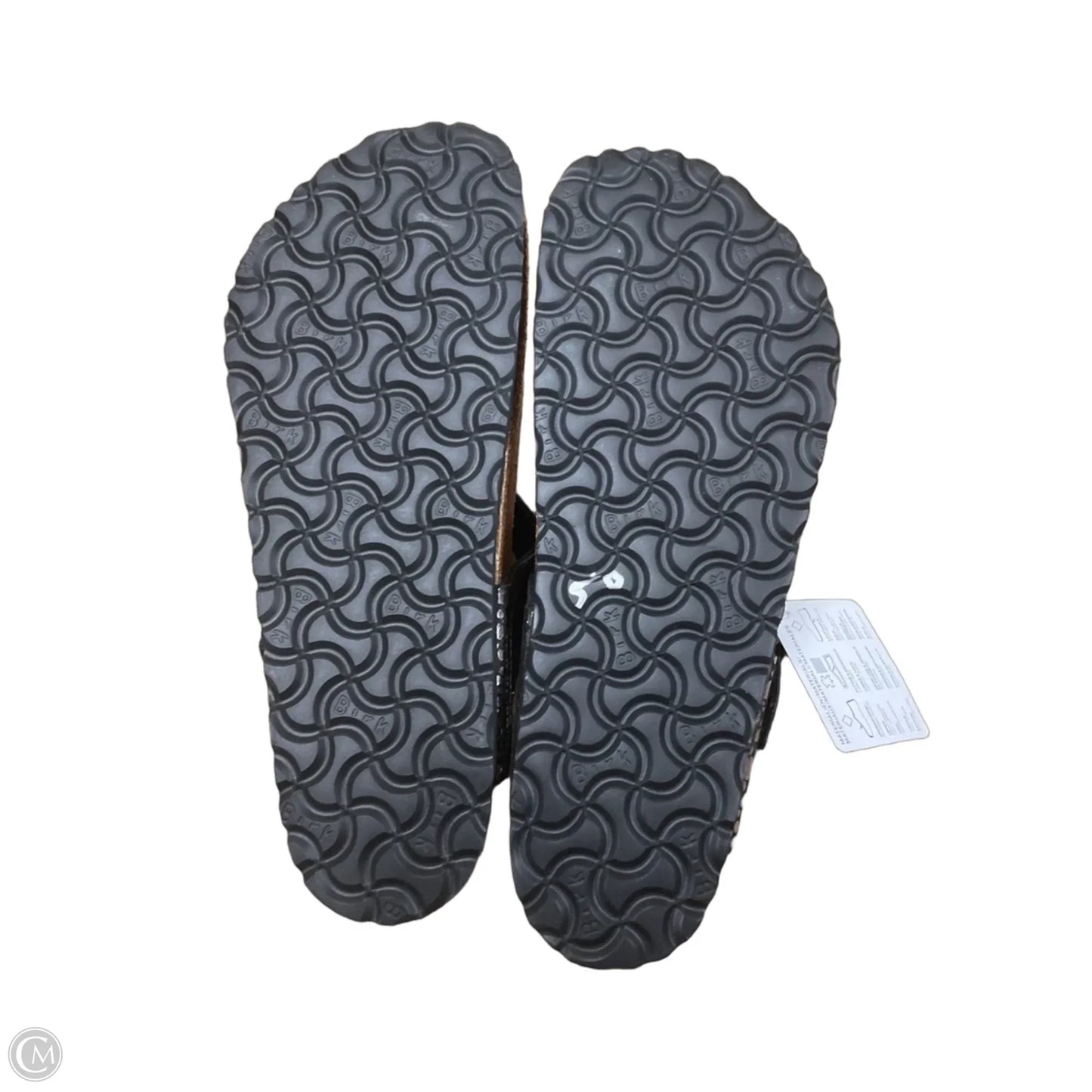 Sandals Flats By Birkenstock In Black & Silver, Size: 9