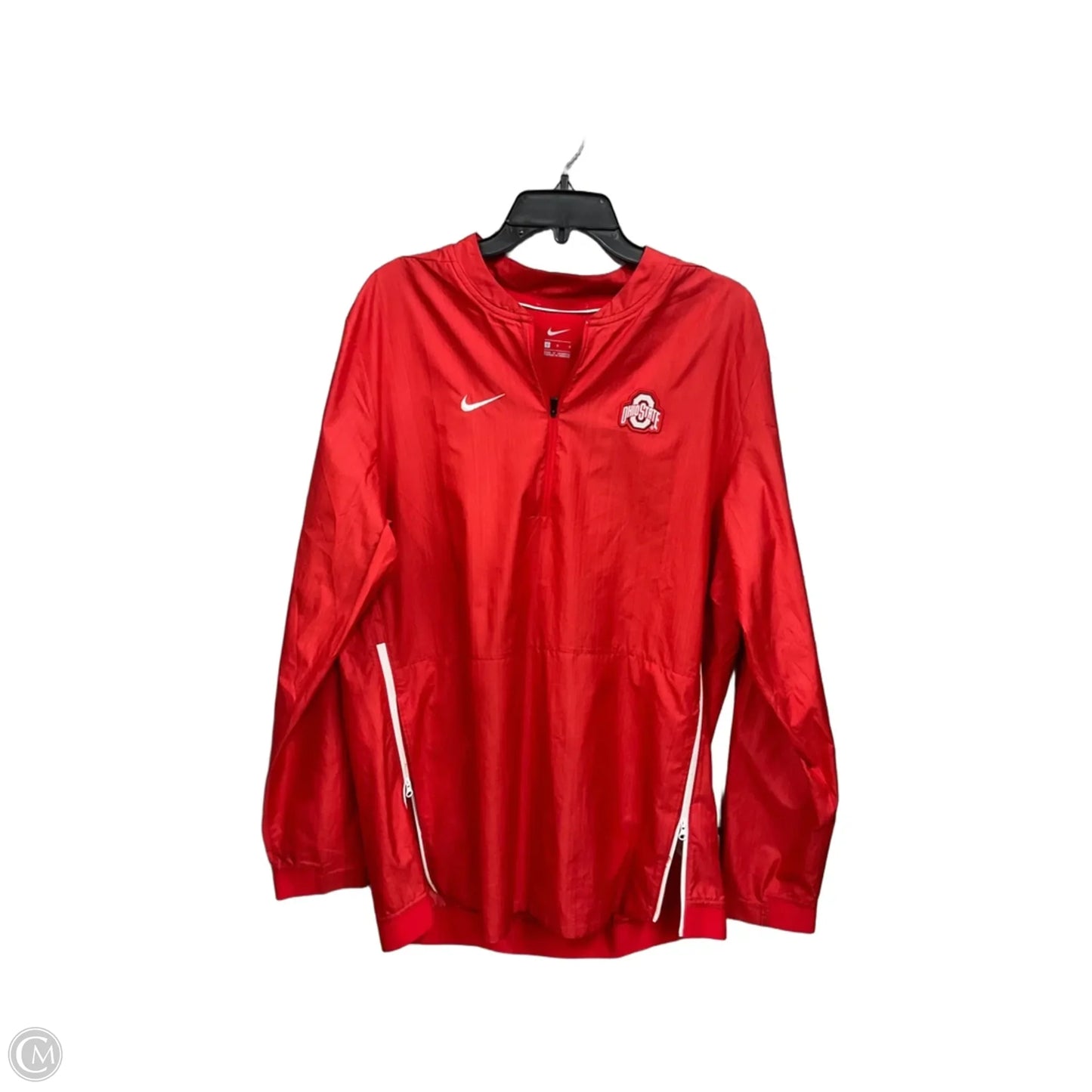 Athletic Top Long Sleeve Collar By Nike Apparel In Red, Size: L