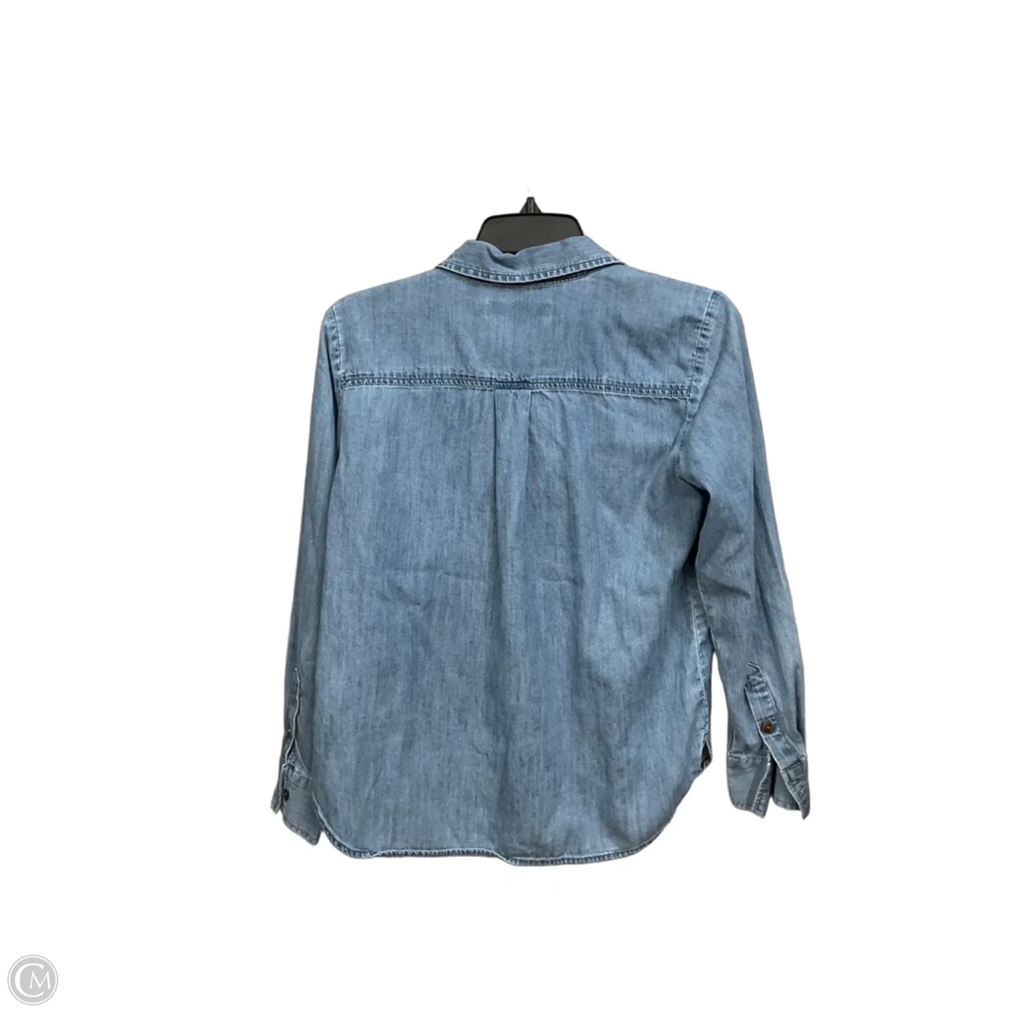 Blouse Long Sleeve By Loft In Blue Denim, Size: Xs
