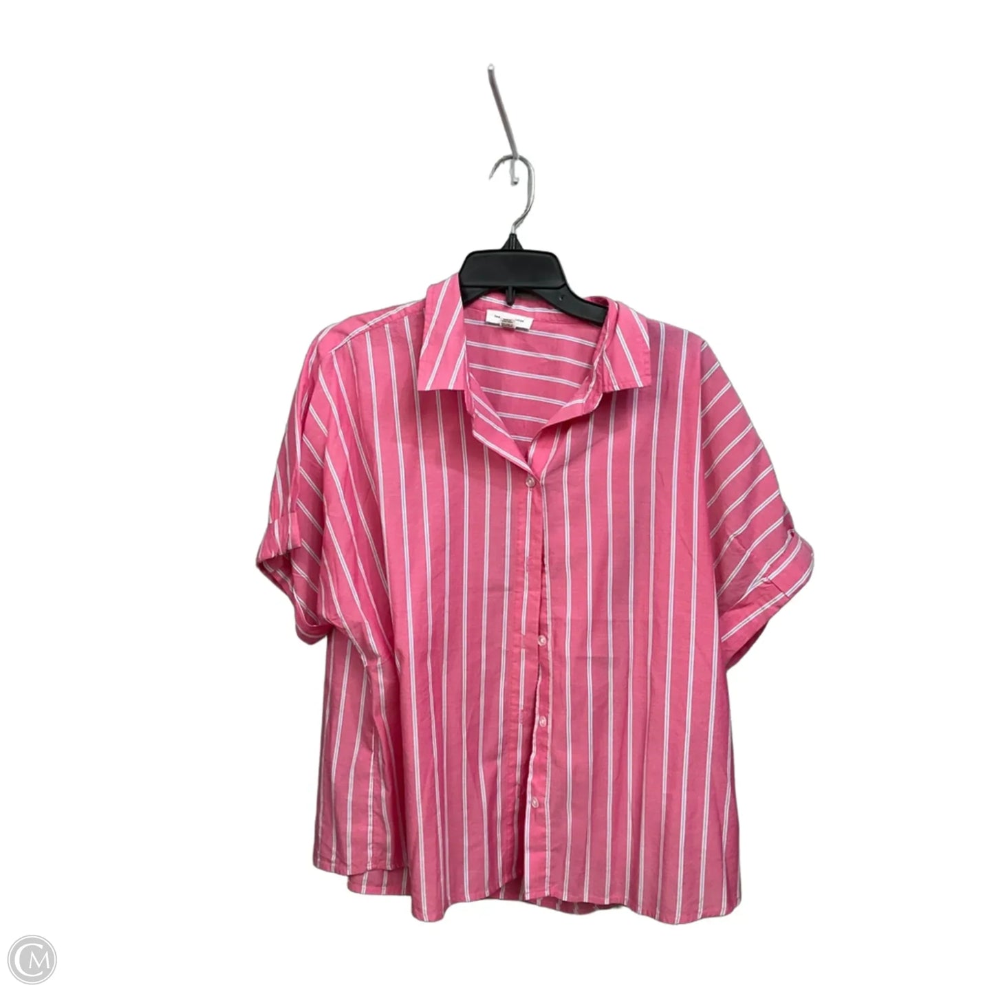 Blouse Short Sleeve By Beachlunchlounge In Striped Pattern, Size: L