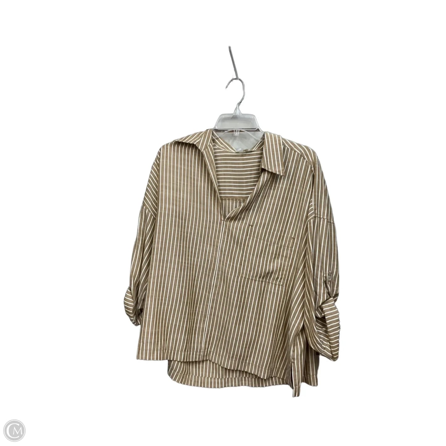 Blouse Long Sleeve By Max Studio In Striped Pattern, Size: L