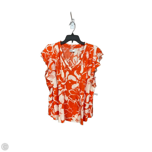 Top Short Sleeve By Sonoma In Orange & White, Size: L