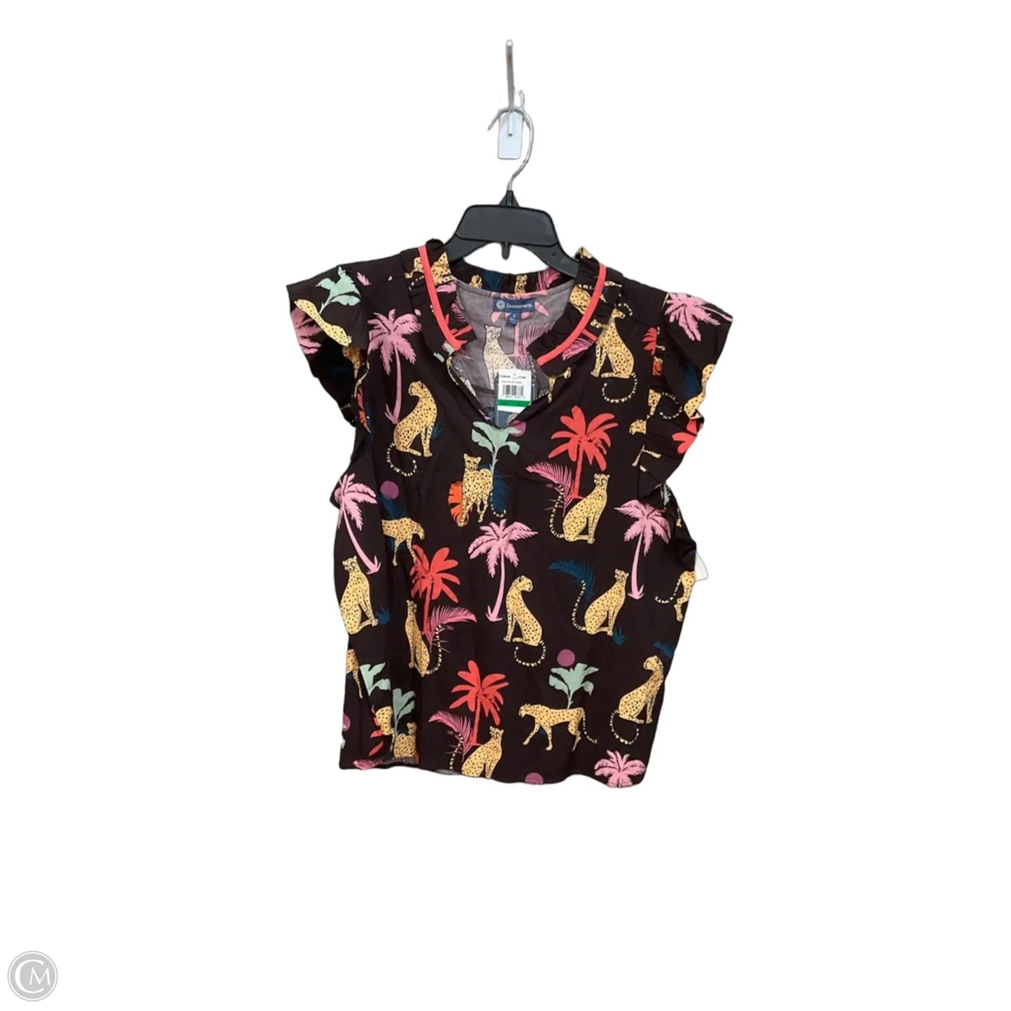 Top Short Sleeve By Democracy In Tropical Print, Size: L