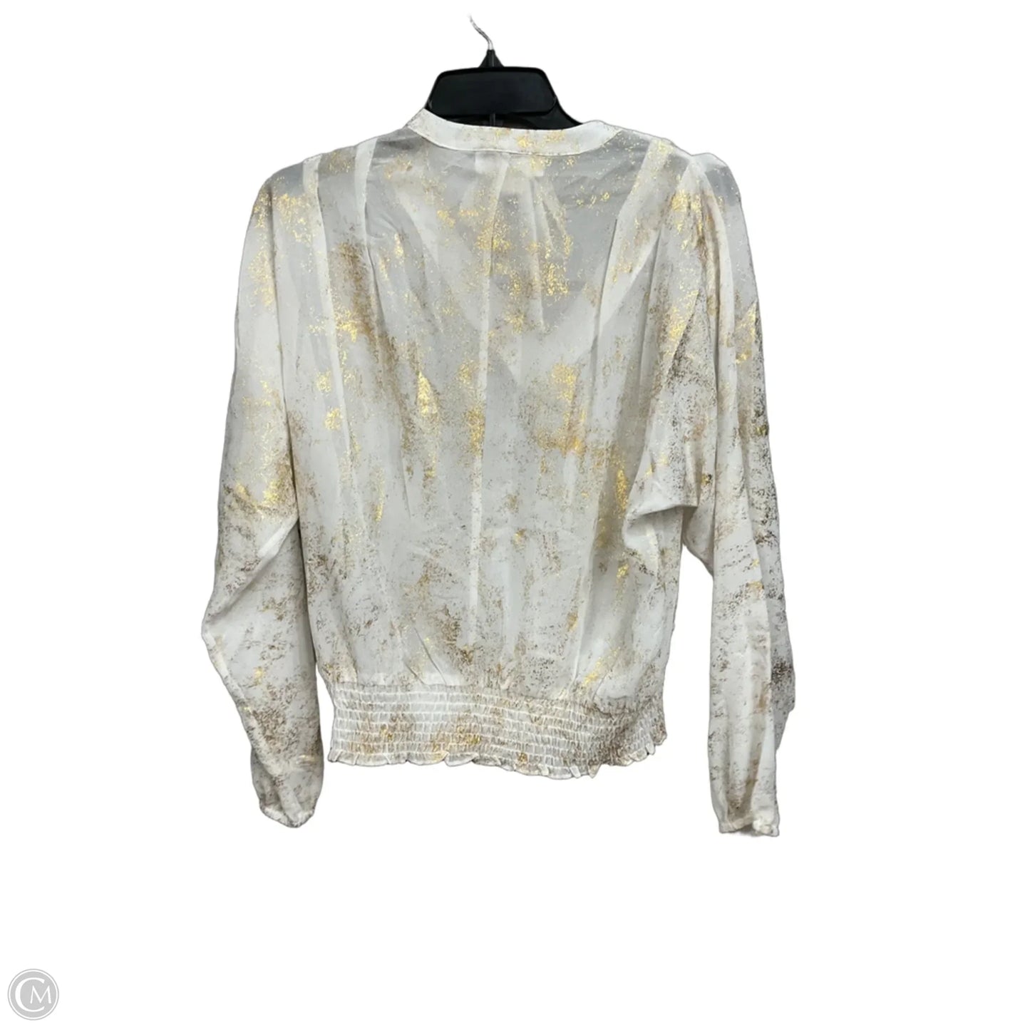Top Long Sleeve By Michael By Michael Kors In Gold & White, Size: S