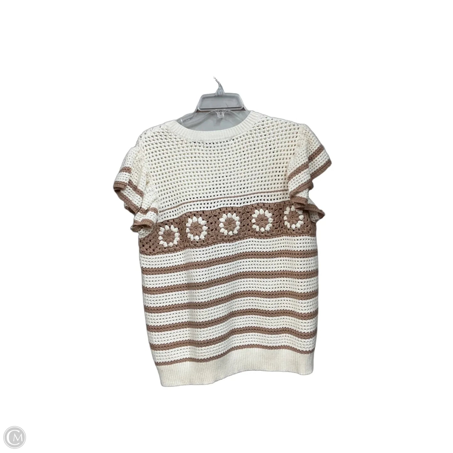 Sweater Short Sleeve By Cmc In Tan & White, Size: Xl