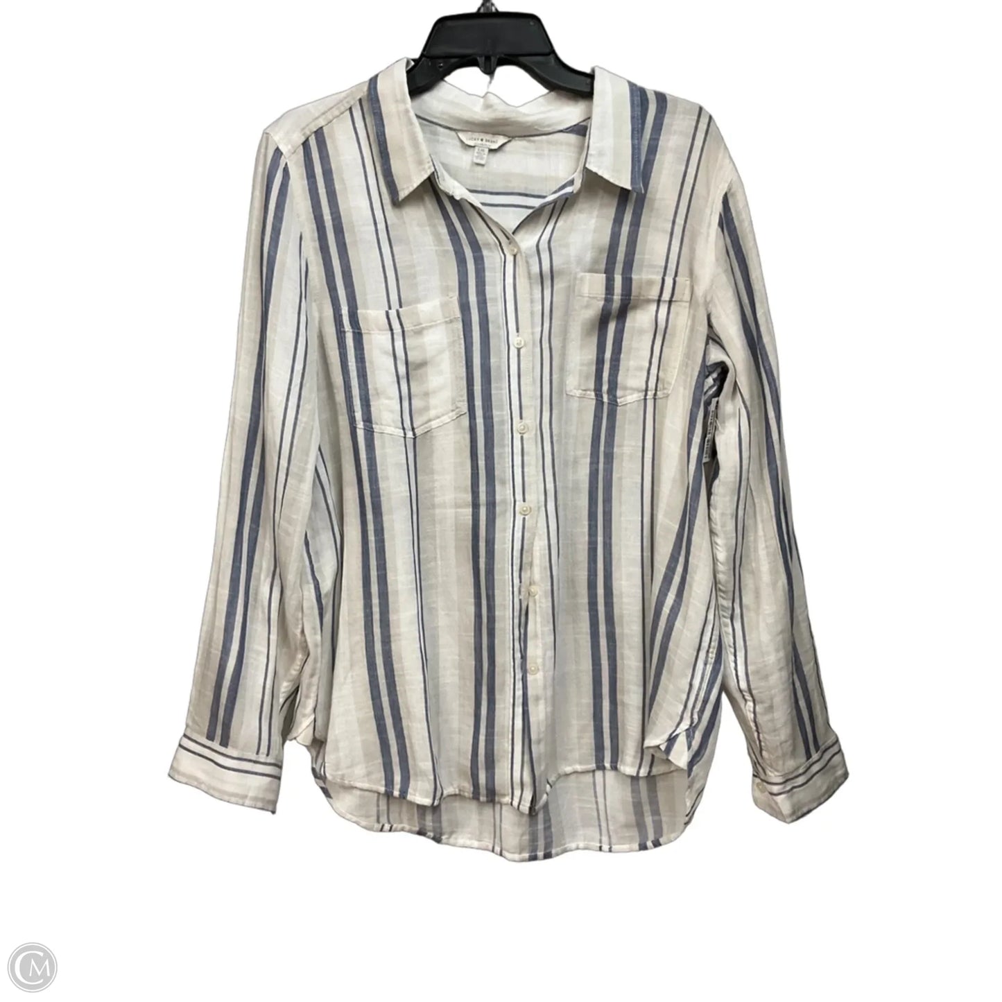 Blouse Long Sleeve By Lucky Brand In Striped Pattern, Size: L