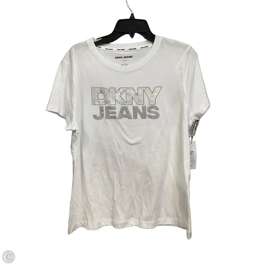 Top Short Sleeve By Dkny In Silver & White, Size: Xl
