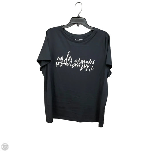 Athletic Top Short Sleeve By Under Armour In Black, Size: 1x