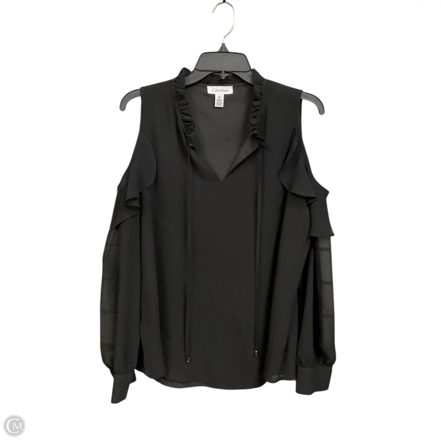 Top Long Sleeve By Calvin Klein In Black, Size: S