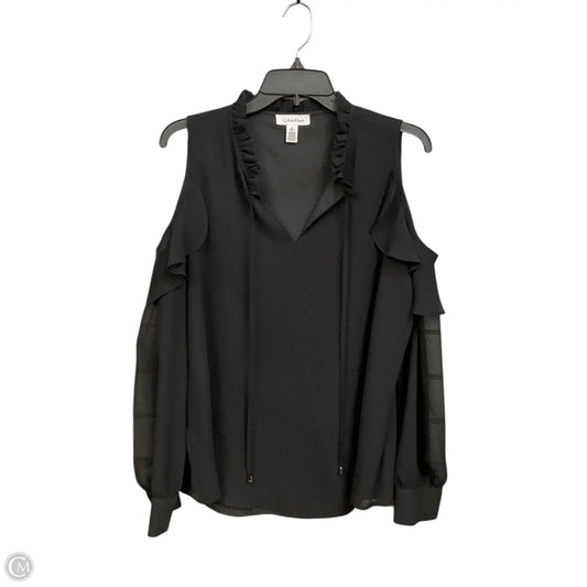 Top Long Sleeve By Calvin Klein In Black, Size: S