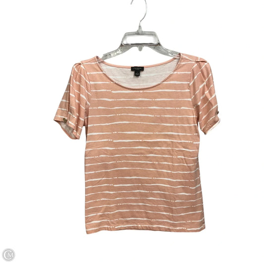 Top Short Sleeve By Ann Taylor In Pink & White, Size: S