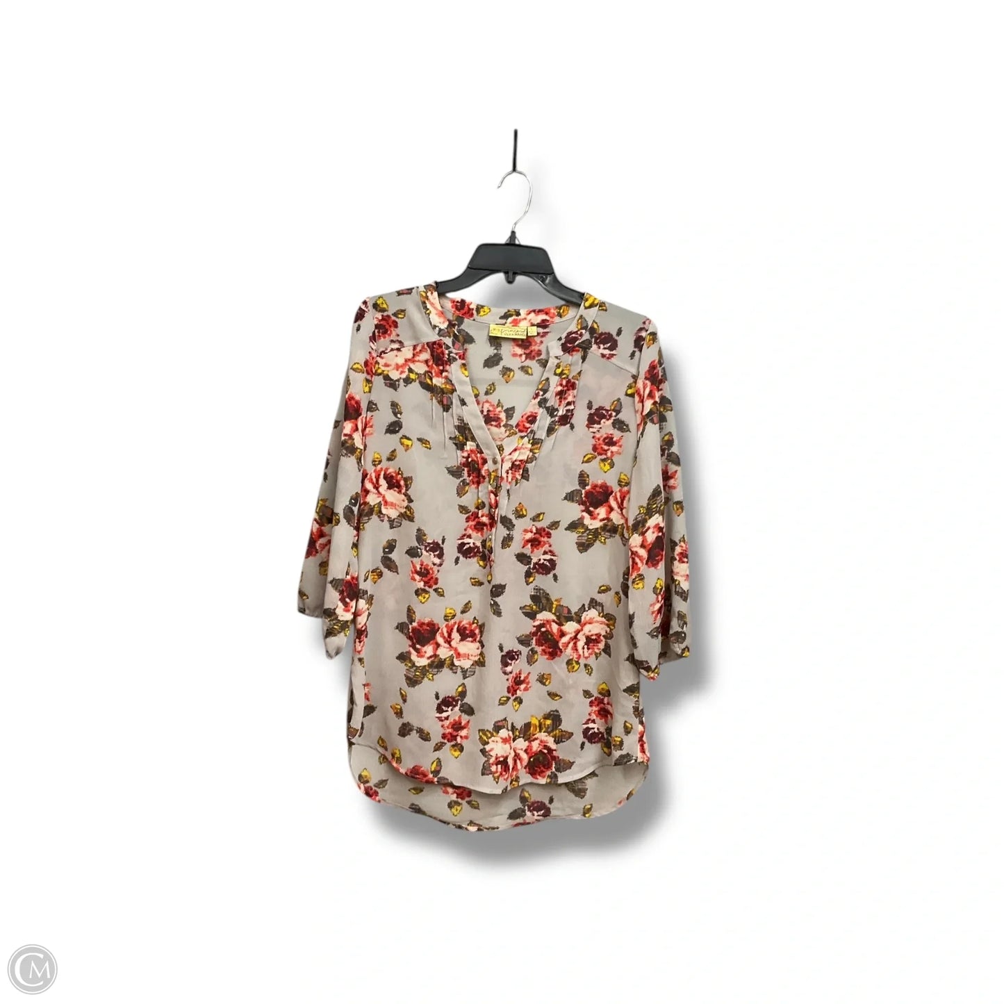 Tunic Designer By Vera Wang In Floral Print, Size: L