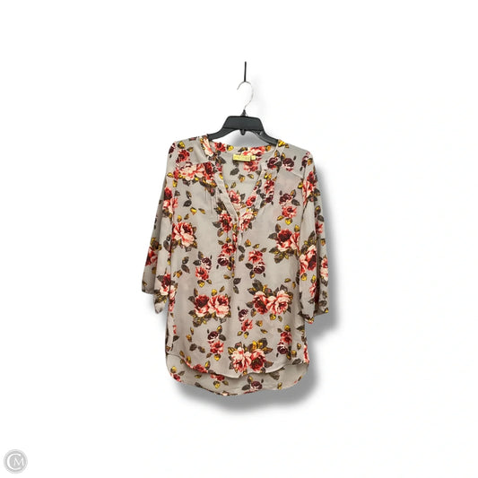 Tunic Designer By Vera Wang In Floral Print, Size: L