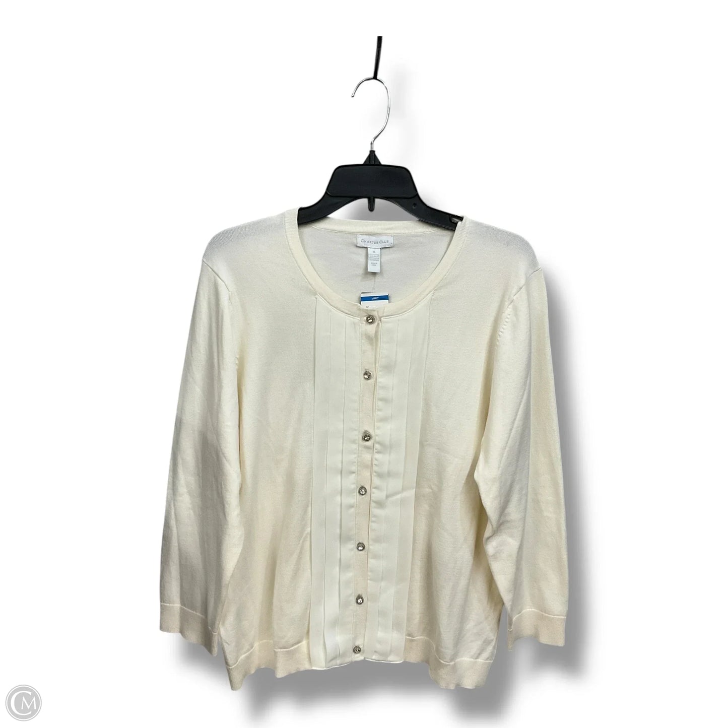 Cardigan By Charter Club In Cream, Size: Xl