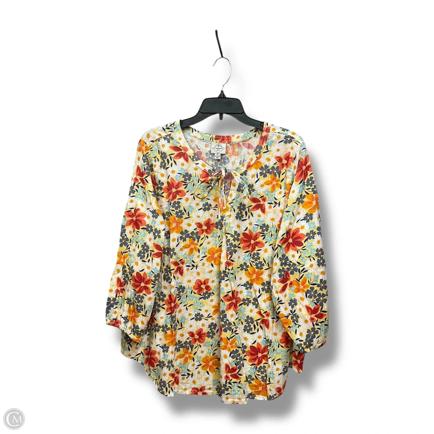Top 3/4 Sleeve By St Johns Bay In Floral Print, Size: L