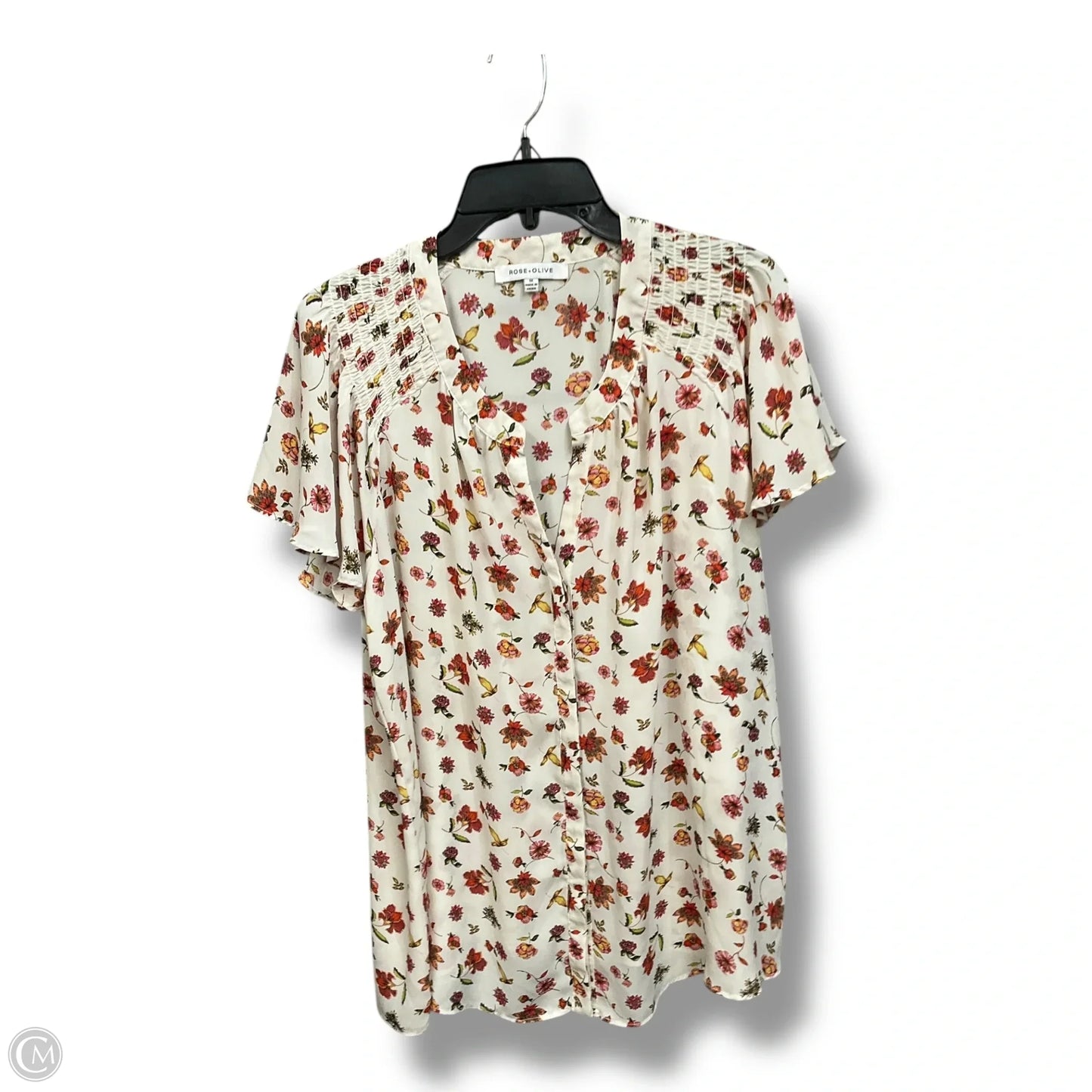 Blouse Short Sleeve By Rose And Olive In Floral Print, Size: 1x