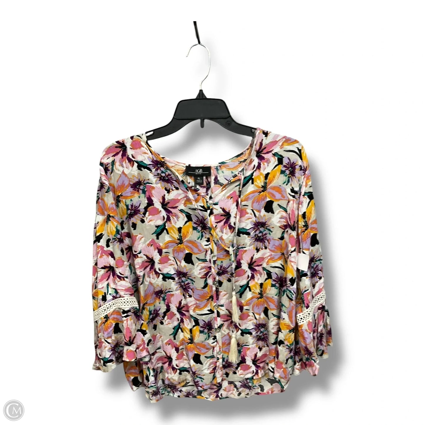 Blouse 3/4 Sleeve By Agb In Floral Print, Size: Lp