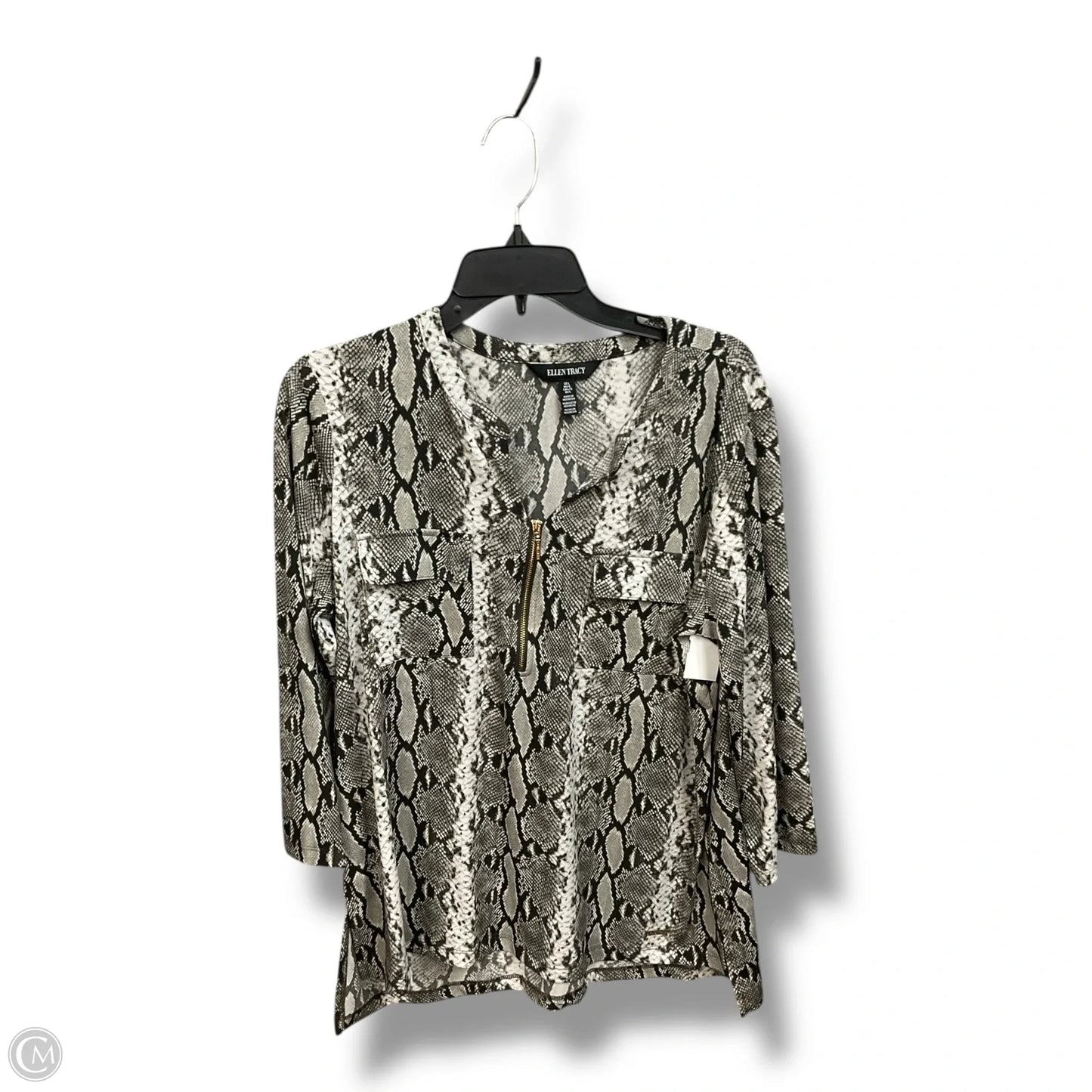 Top 3/4 Sleeve By Ellen Tracy In Snakeskin Print, Size: L