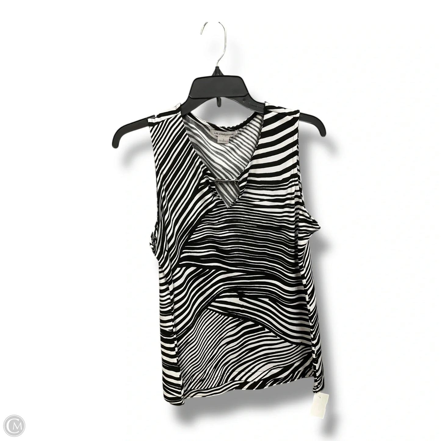 Top Sleeveless By Liz Claiborne In Zebra Print, Size: L
