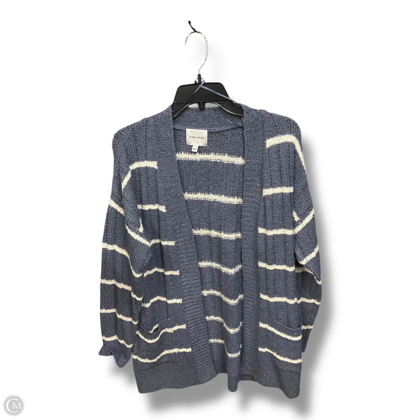 Cardigan By Pink Rose In Blue & White, Size: L