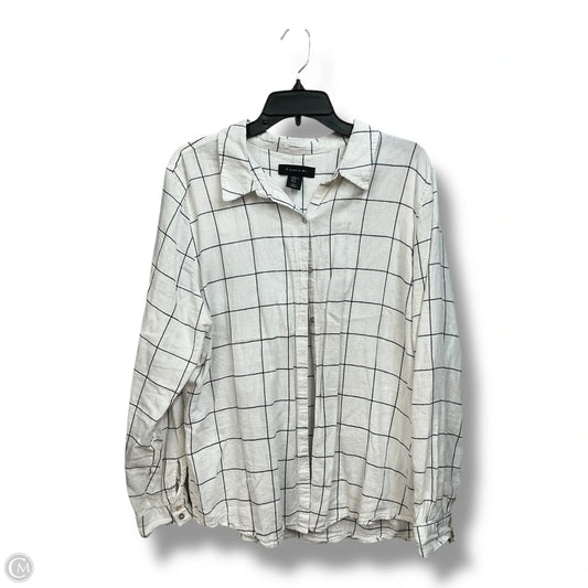Top Long Sleeve By Tahari In Plaid Pattern, Size: Xl