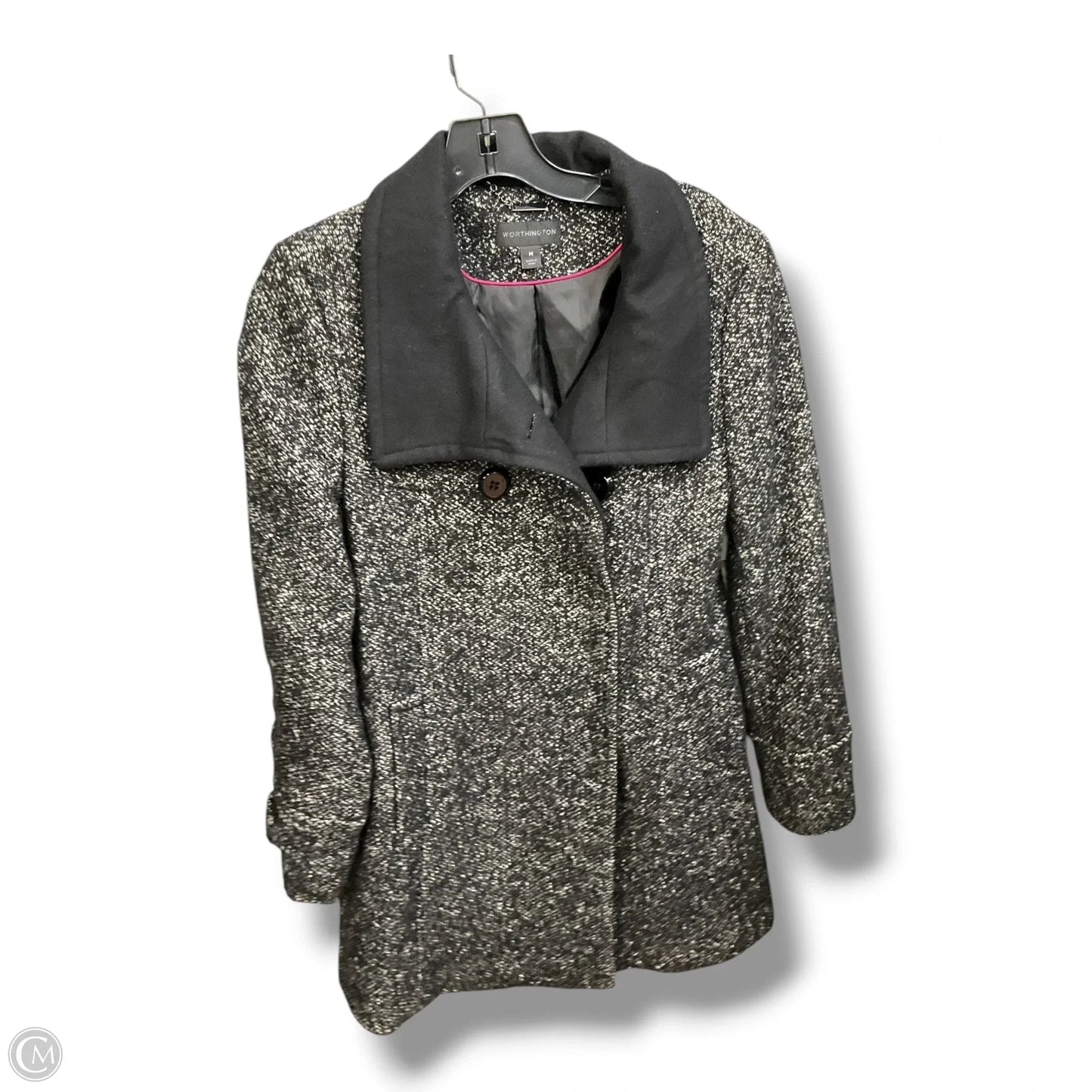 Coat Wool By Worthington In Black & White, Size: M