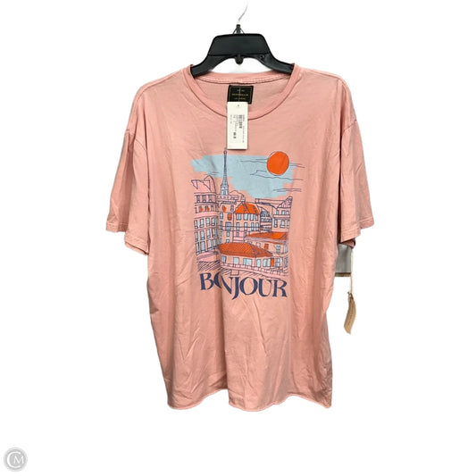 Top Short Sleeve By Evereve In Pink, Size: Xl