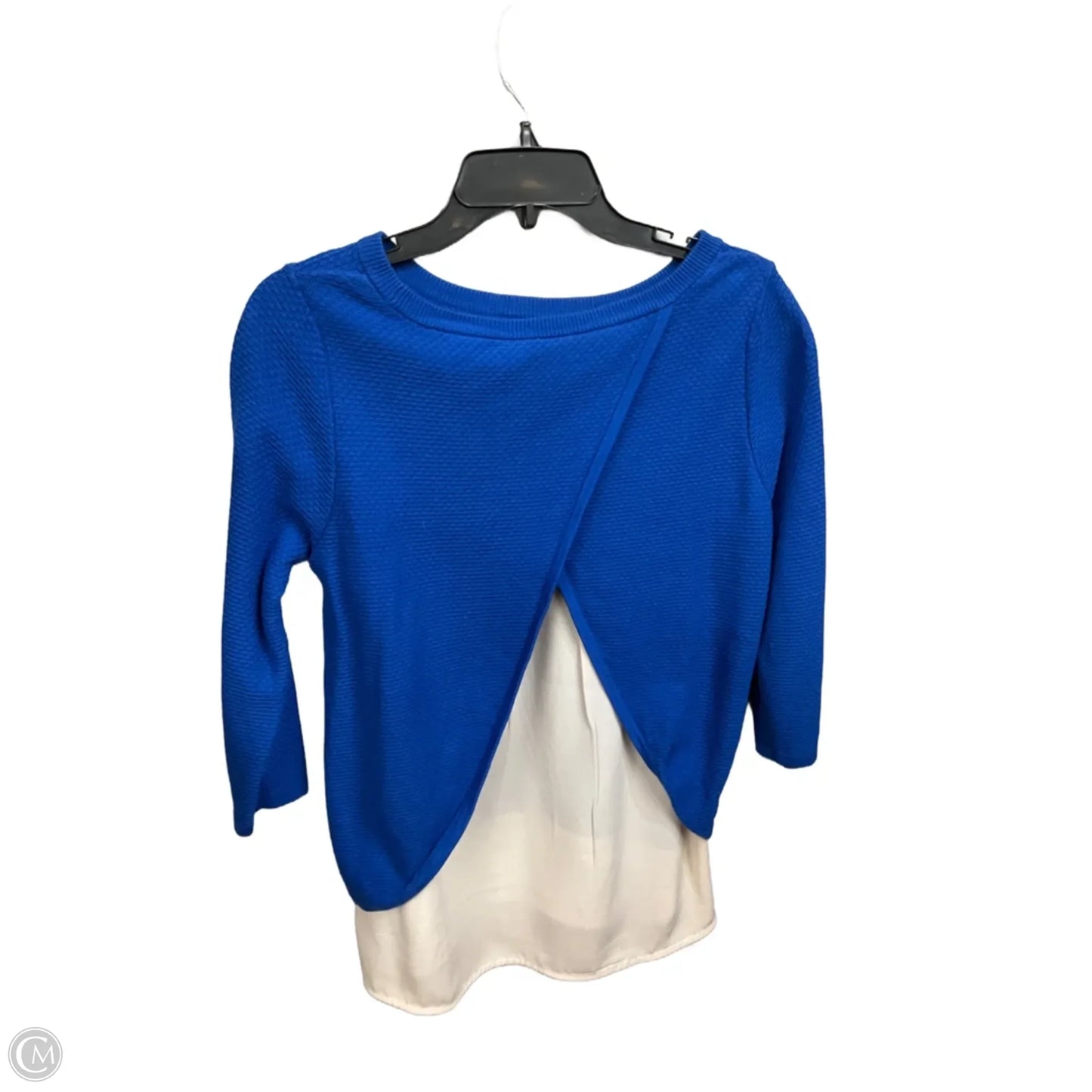Top 3/4 Sleeve By Limited In Blue & White, Size: M
