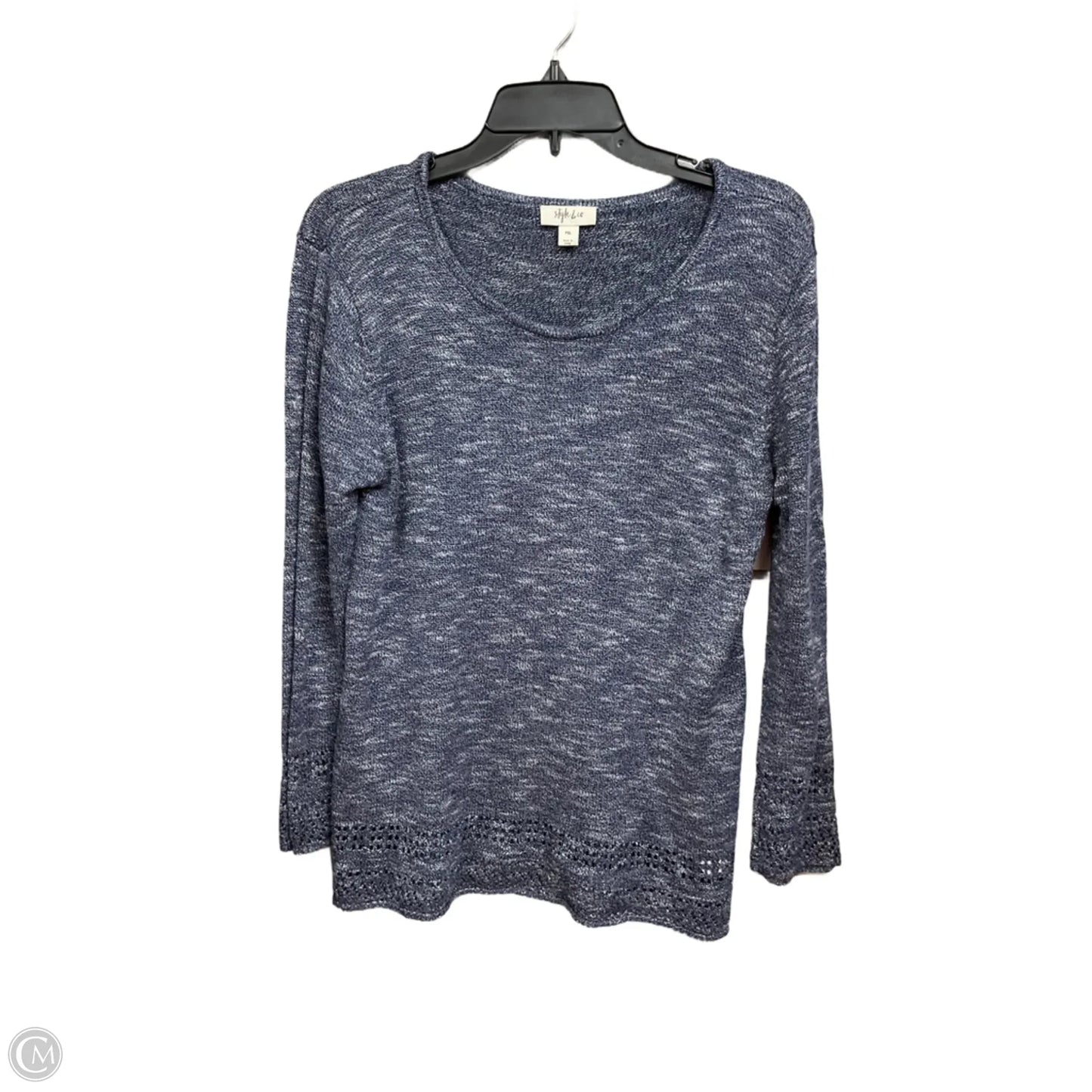 Top Long Sleeve Basic By Style And Company In Blue & White, Size: Xlp