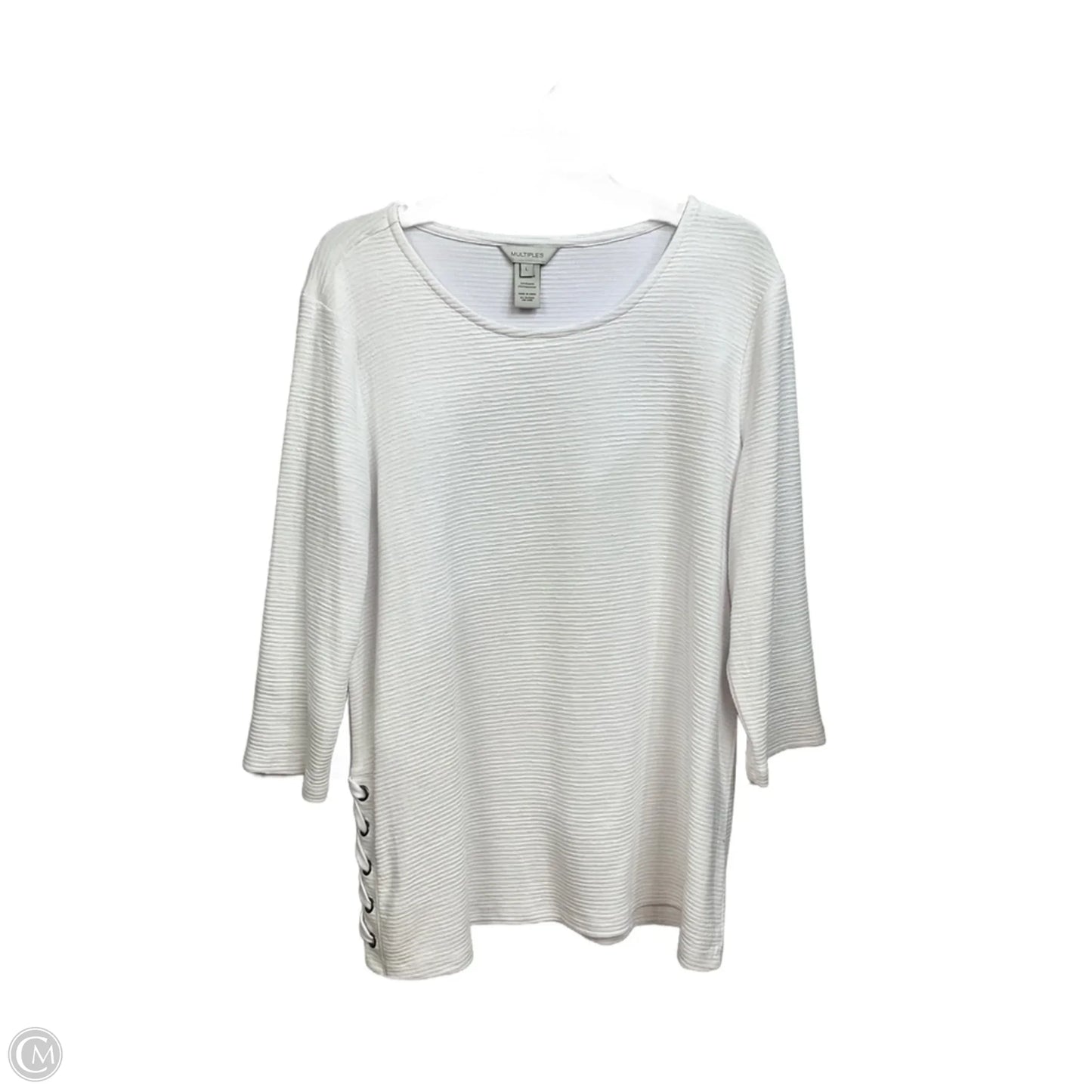 Top 3/4 Sleeve Basic By Multiples In White, Size: L