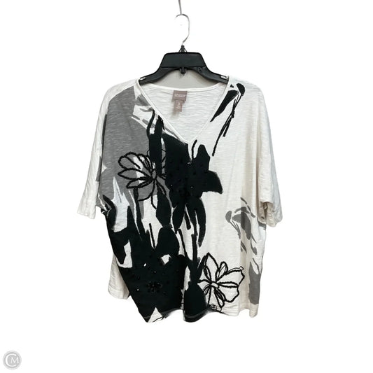 Top Short Sleeve By Chicos In Black & White, Size: Xl